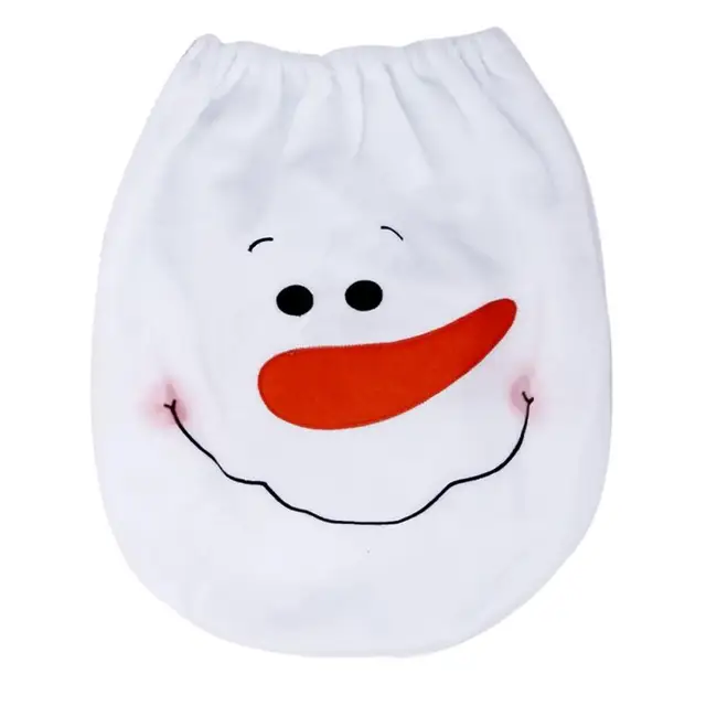 1 Sets Christmas Decorations Xmas Toilet Seat Cover And Rug Washroom Set Snowman Decorative