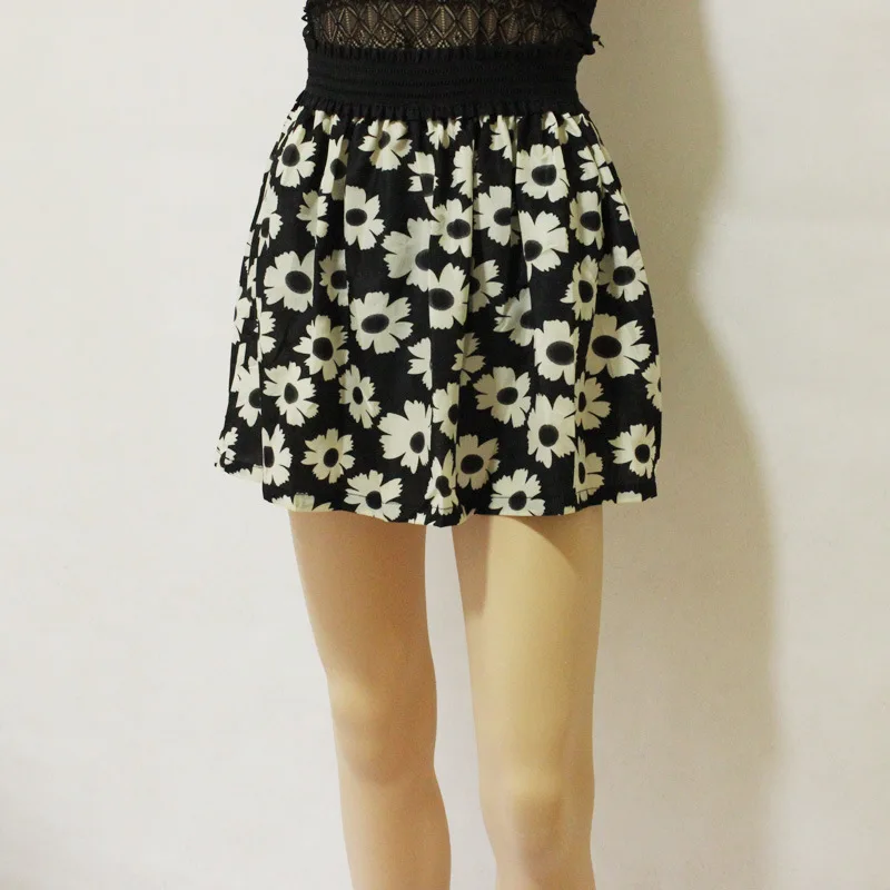 20 цветов, женская шифоновая юбка с высокой талией, Корейская юбка с принтом, лето, Харадзюку, короткая юбка мини размера плюс