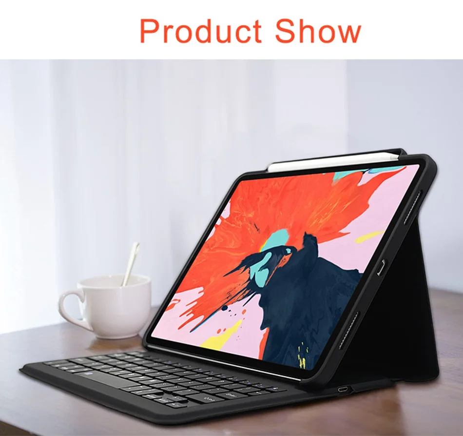 Для iPad Pro 11 / 12.9 Клавиатура, WOWCASE Bluetooth Магнитное крепление для зарядки Тонкая крышка планшета Для iPad Клавиатура для iPad Pro 11 / 12.9 3-го поколения с держателем карандаша Сверхпрочный удароп