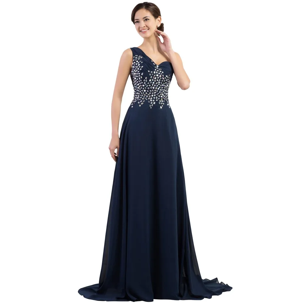 A-line Mermaid One Shoulder Long Bridesmaid Dress | Uniqistic.com