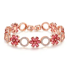 MOONROCY розовое золото цвет красочный браслет кристалл кубического циркония Богемия цветок ювелирные изделия браслет для девочек женщин дропшиппинг