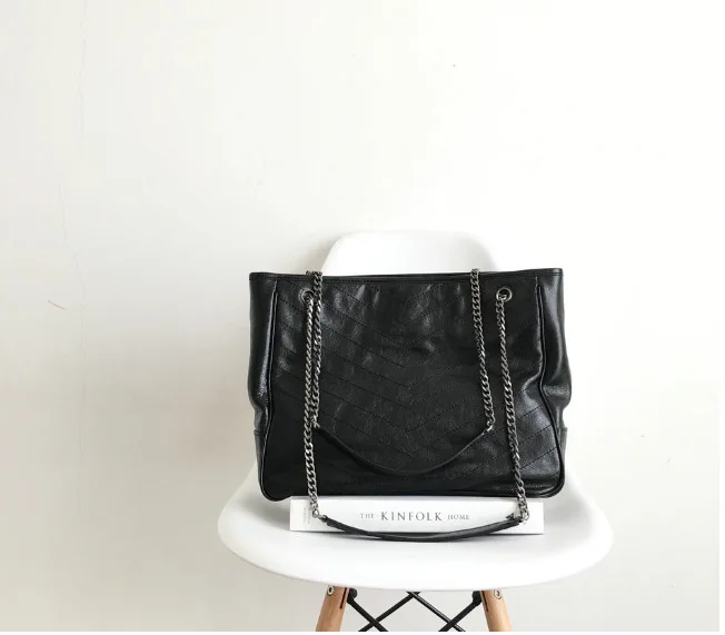 

free shipping leather chain straps one shoulder portable large capacity tottenham commuter bag