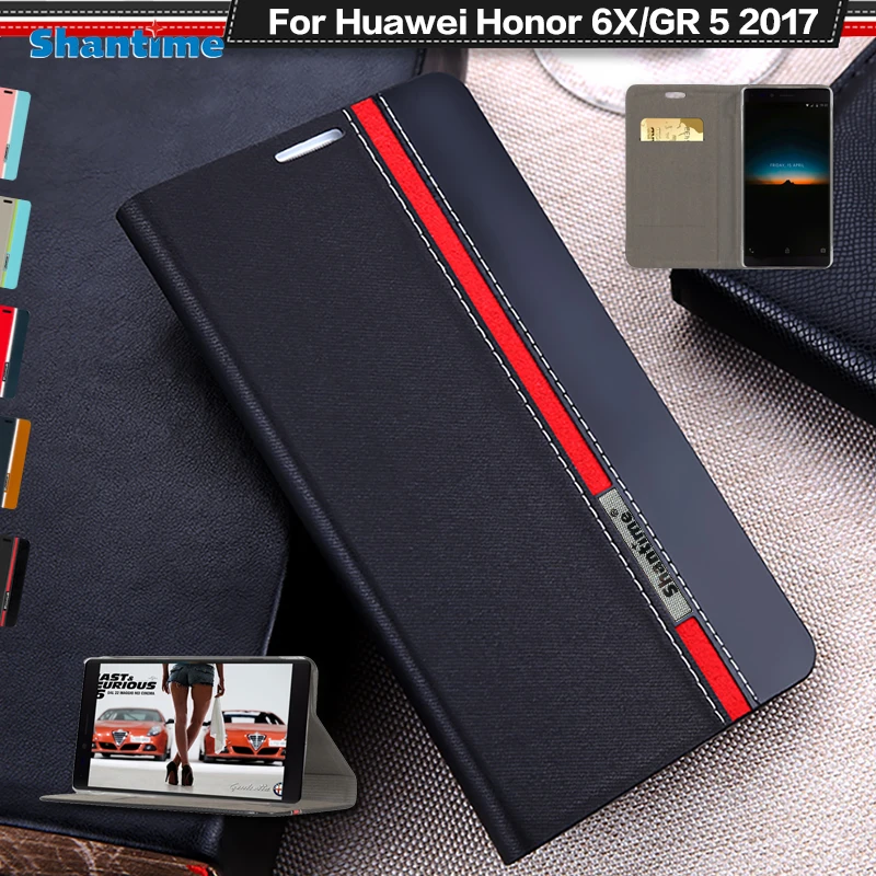 Чехол-книжка для huawei Honor 6X, Роскошный кошелек из искусственной кожи, откидная крышка для huawei GR5, кожаная задняя крышка, разблокировка отпечатков пальцев