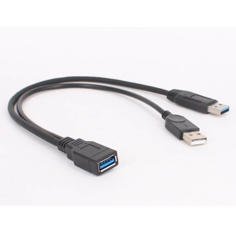Черный USB 3 0 Женский двойной Мужской дополнительный кабель для передачи данных Y 2