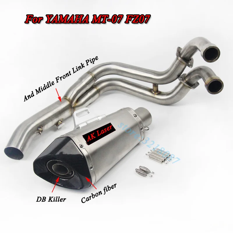 

MT07 FZ07 Motorcycle Exhaust Full System Tracer With Muffler Middle Front Link Pipe For Yamaha MT07 MT-07 FZ07 FZ-07