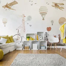 Bacaz кенгуру самолет воздушный шар 3d мультфильм наклейка на стену для детской комнаты детские 3d мультфильм обои настенная бумага Декор