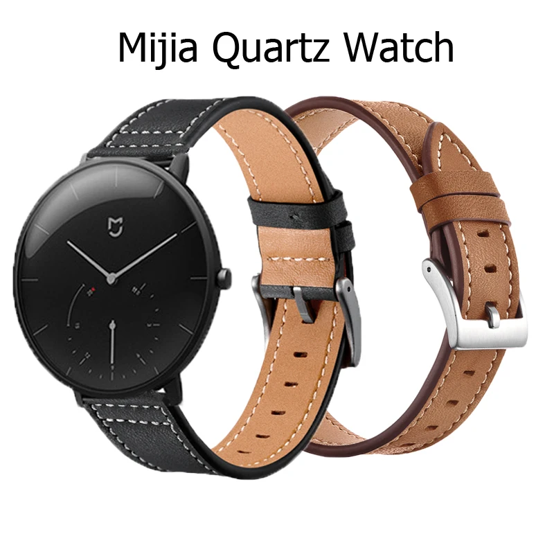 

For Xiaomi Mijia Quartz Watch strap Leather amazfit bit band Sports Smart Watch bands 2018 men&women watches 20mm width ZZQing