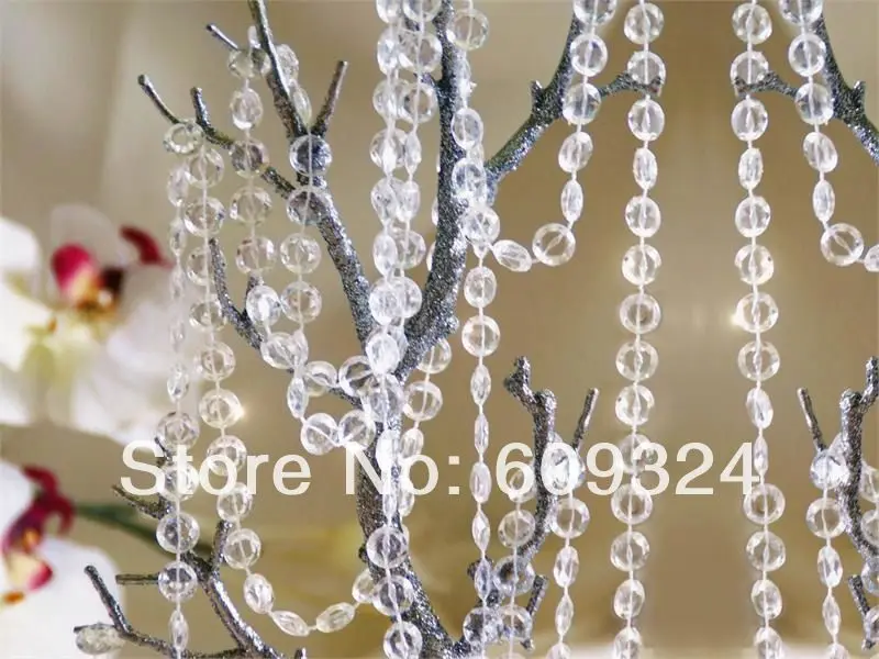 

Free shipping 30meters Clear Acrylic Crystal Bead Garland Diamond Strand for Wishing TREE Decor Wedding Centerpieces Decor