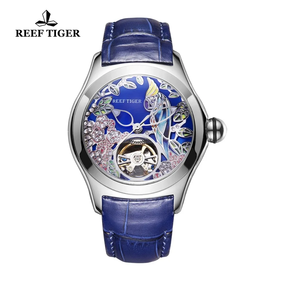 2019 Reef Tiger/RT роскошные женские модные часы Reloj Mujer с бриллиантами automatic Tourbillon