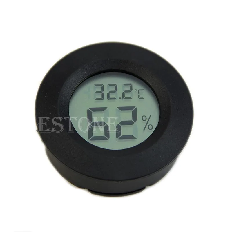 

Digital LCD Display Cigar Humidor Hygrometer Thermometer Round Black Face Black Tester Tools