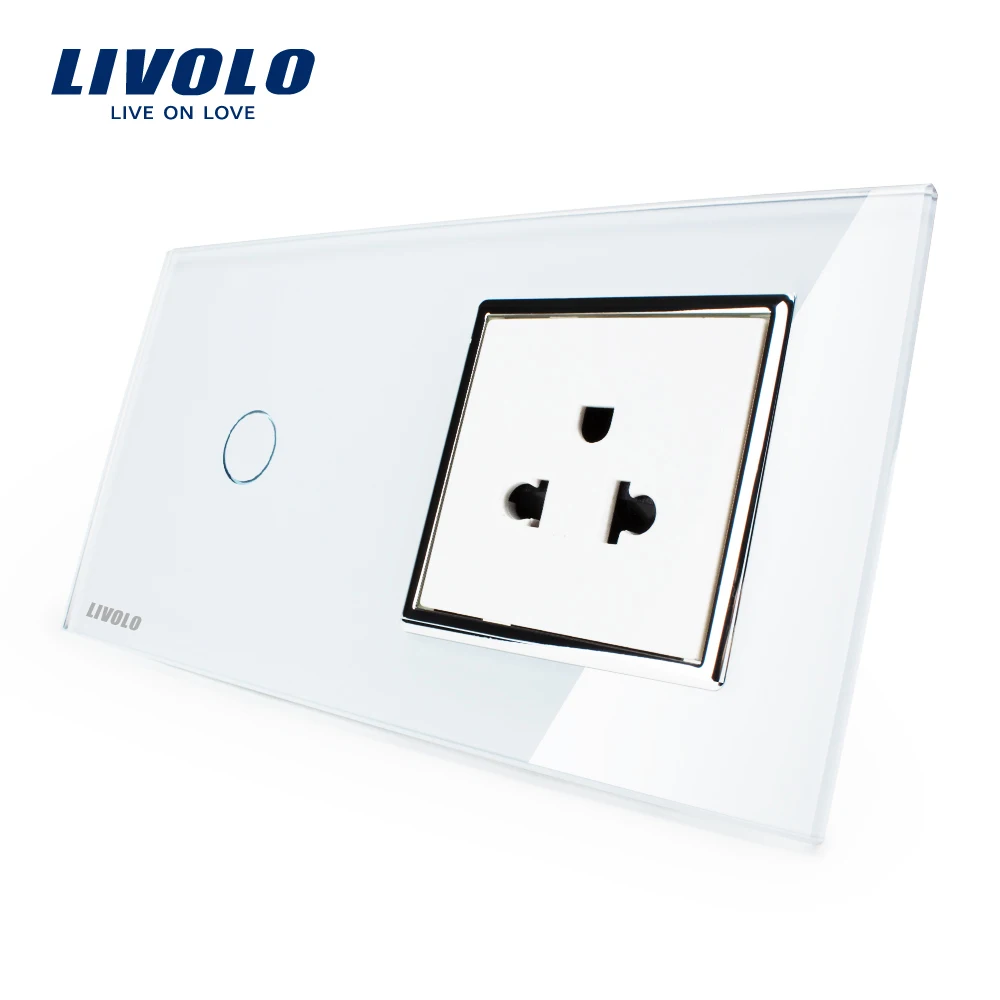 livolo touch switch amp us socket white crystal glass panel livolo light switch usa