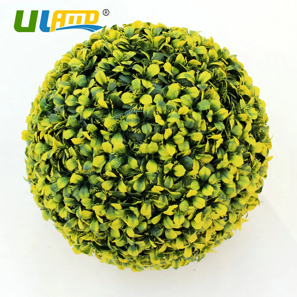 ULAND Yellow Artificial Boxwood Balls Plastic Plants Kissing Balls Faux