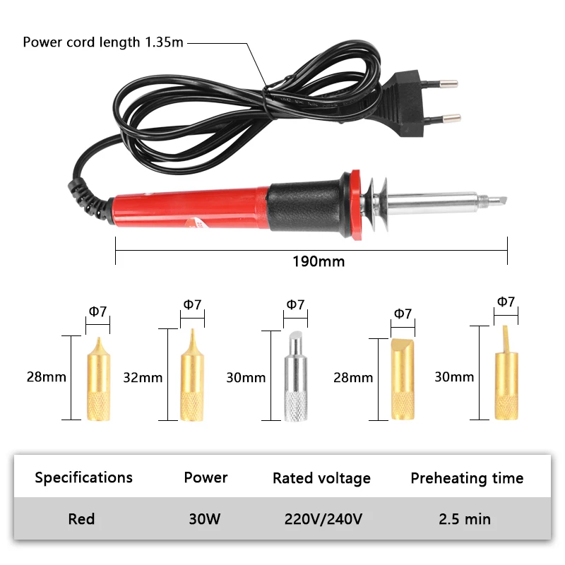 Электрический паяльник с регулируемой температурой и вилкой европейского стандарта 220 в 60 Вт+ 5 наконечников, портативный инструмент для ремонта сварки, пинцет, нож для хобби