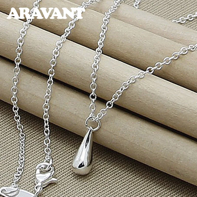

Luxury Brand 925 Silver Water Drop Pendants Necklace For Women Charm Silver Jewelry