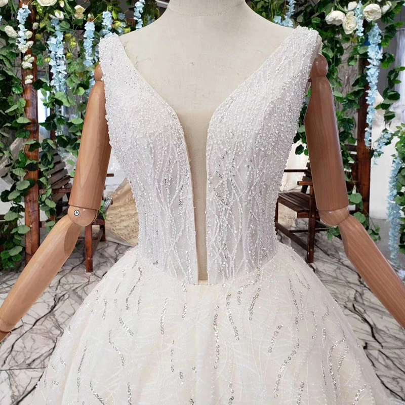 HTL344 Bohemian style wedding dress sleeveless A-line beach bridal dress (16)-800