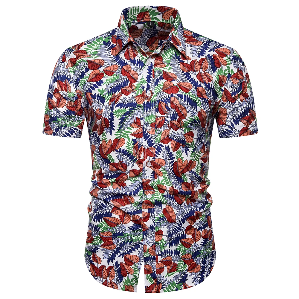 

Men's Short Sleeve Print Shirt Vacation Large Size Casual Stand Collar Shirt Beach Loose Shirt Clothes Men's Wear Comfort Tops