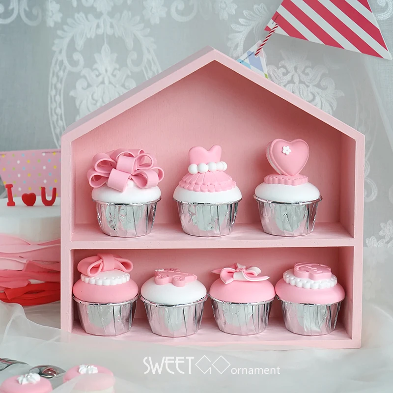 SWEETGO деревянный дом орнамент для кекса/push торт десертный стол скандинавские форес Свадебные реквизиты инструменты Розовая Краска деревянная подставка для торта