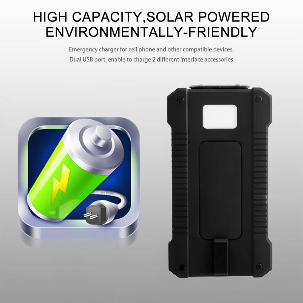 Двойной USB солнечной энергии зарядное устройство водонепроницаемый 300000 мАч портативный солнечной энергии ed двойной аккумуляторный, с подзарядкой от USB банка для наружного аварийного