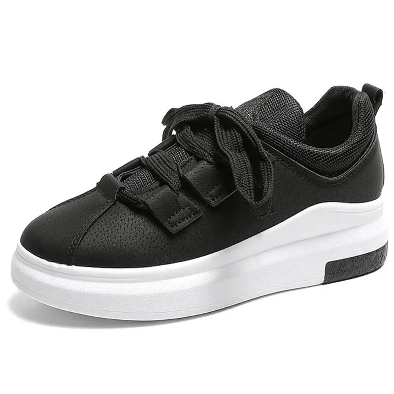 AGUTZM/обувь на платформе; кроссовки; Женская дышащая обувь; tenis feminino; Вулканизированная обувь; кроссовки; женская повседневная обувь; zapatos mujer - Цвет: Черный