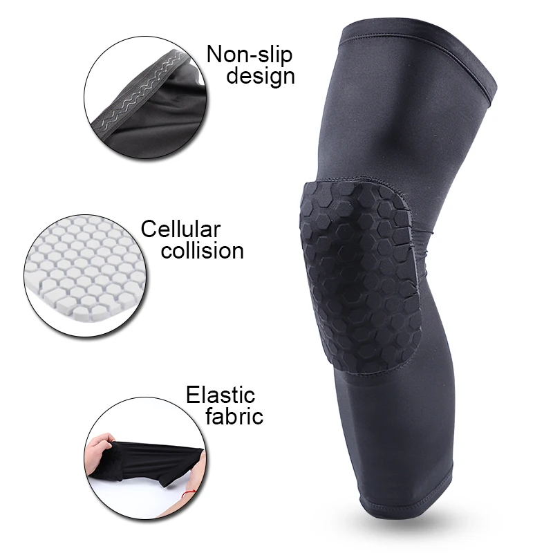 Knee Pad Basketball Honeycomb Collision Elastic Knee Brace Support Breathable Compression Protective Gear Patella Foam Legs 1 PC