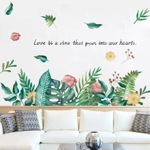 [SHIJUEHEZI] растения листья наклейки на стену Винил DIY зеленая растительность Наклейки на стены для гостиной спальни столовой украшения