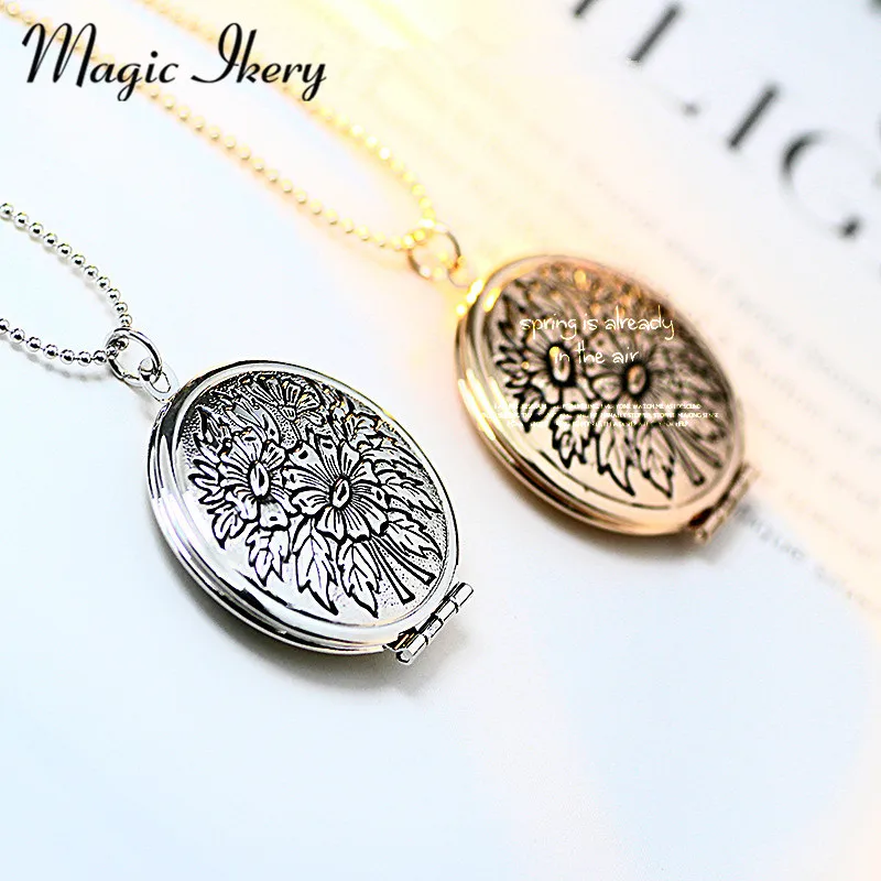 

Magic Ikery Photo memory floating locket Necklace Rose Gold Color Flower Pendant necklaces for women 2016 MKA79