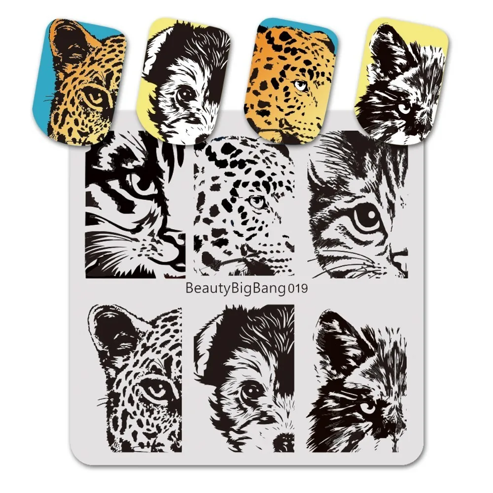 1 Pc 6*6 Cm Square Nail Mold Nail Stamping Plate Template Cat Tiger Leopard Eye Manicure Nail Stamping Plates Nail Art