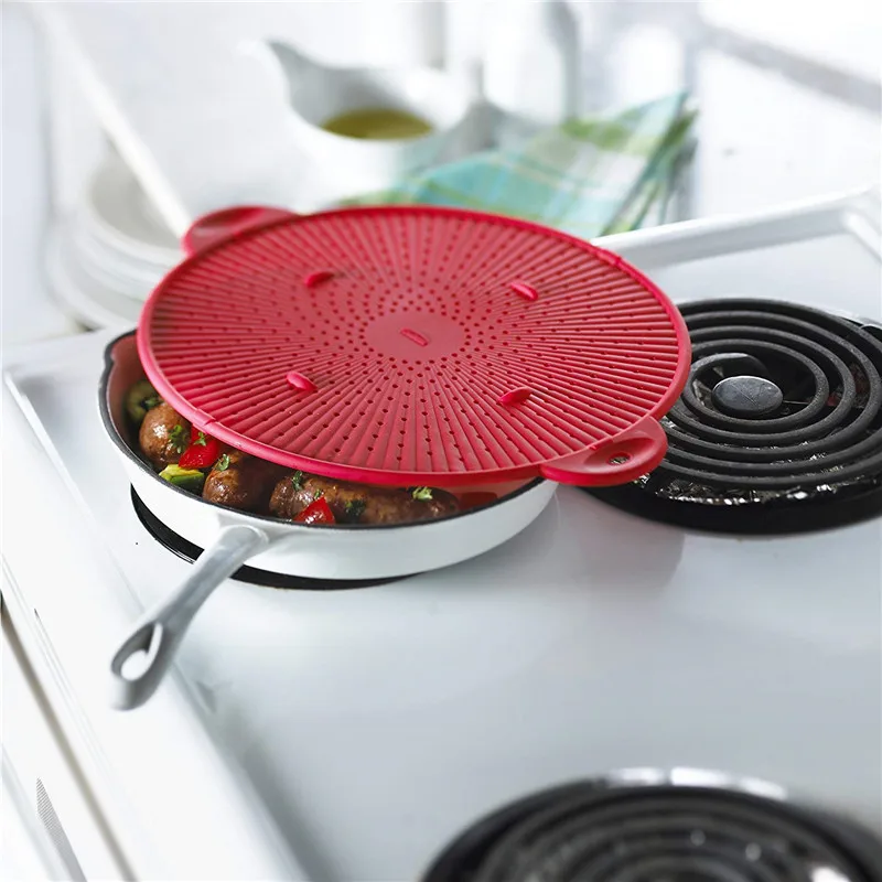 

3 in 1 Multifunction Cookware Silicone Splatter Screen Pan Skillet Cover lid Spill Stopper Pot Splatter Screen Strainer Tools