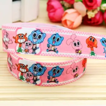 

7/8'' Free shipping cartoon printed grosgrain ribbon hair bow headwear party decoration wholesale OEM 22mm H4761