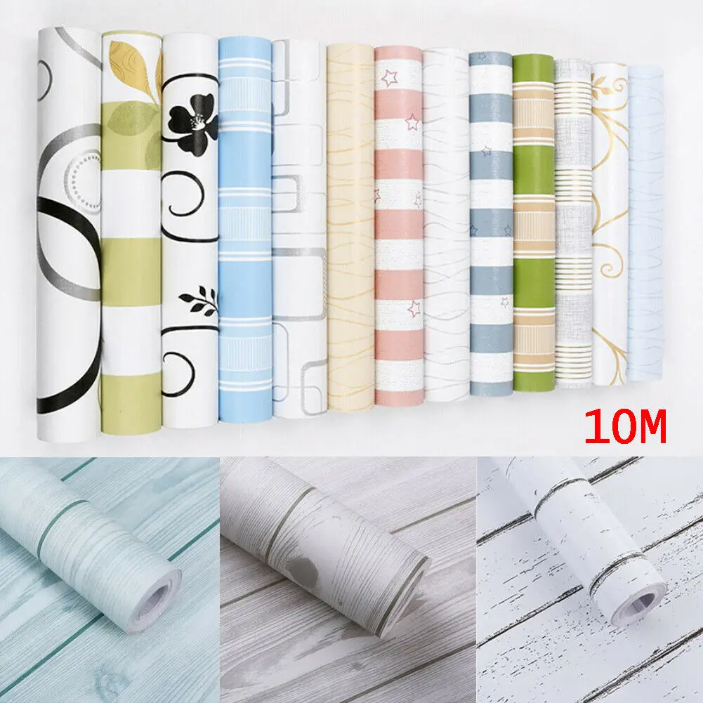 Best Faroot 10M PVC Waterproof Self adhesive Wallpaper Furniture Cabinet Wood Grain Sticker