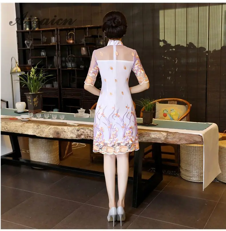 Лето 2019 новые модные сексуальные Cheongsam синие белые длинные платья Qi Pao женское китайское традиционное платье Qipao Продвижение оригинальный