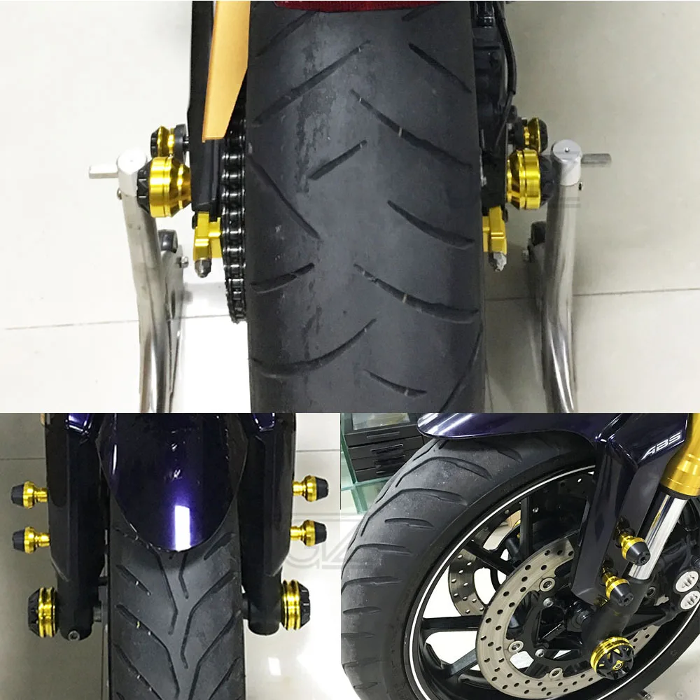 Мотоцикл CNC алюминиевая передняя задняя ось колеса боковое падение авария протектор вилка Защита от скольжения для Yamaha MT09 FZ09 круглый год золото