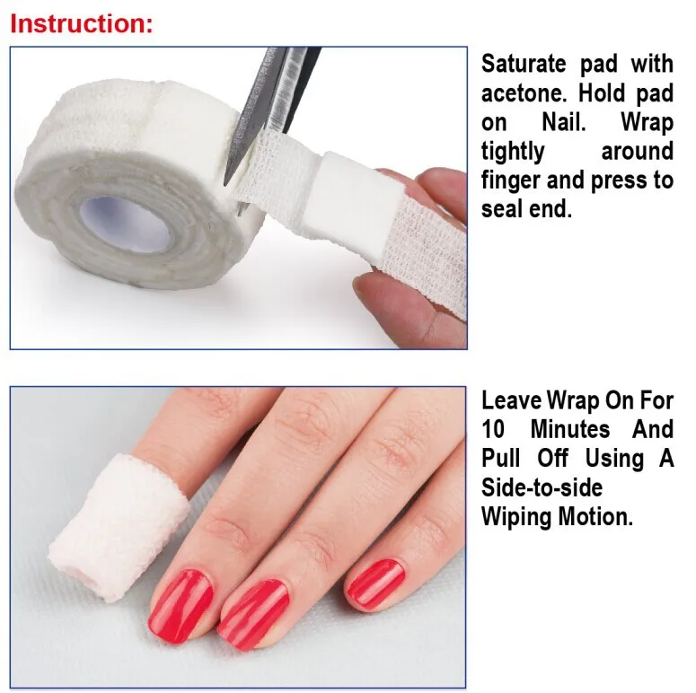 10 Pcs Bandage Nail Wraps Wrap Nail Polish Saturate Pad Adhesive Tape