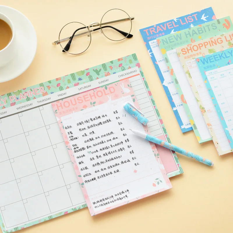 

20pages Kawaii Weekly Monthly Work Planner Book Diary Agenda Filofax office shopping list travel records list School Supplies