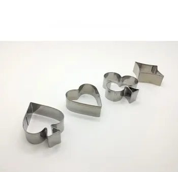 

4pcs/lot Poker Cookie Mold Stainless Steel Playing Cards Cake Fondant Mold Spade Heart Club Diamond Biscuit Cutter PD 010