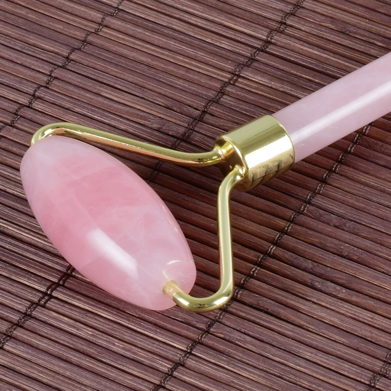 Розовый КВАРЦЕВЫЙ роллер для лица Gua sha набор инструментов натуральный камень спа