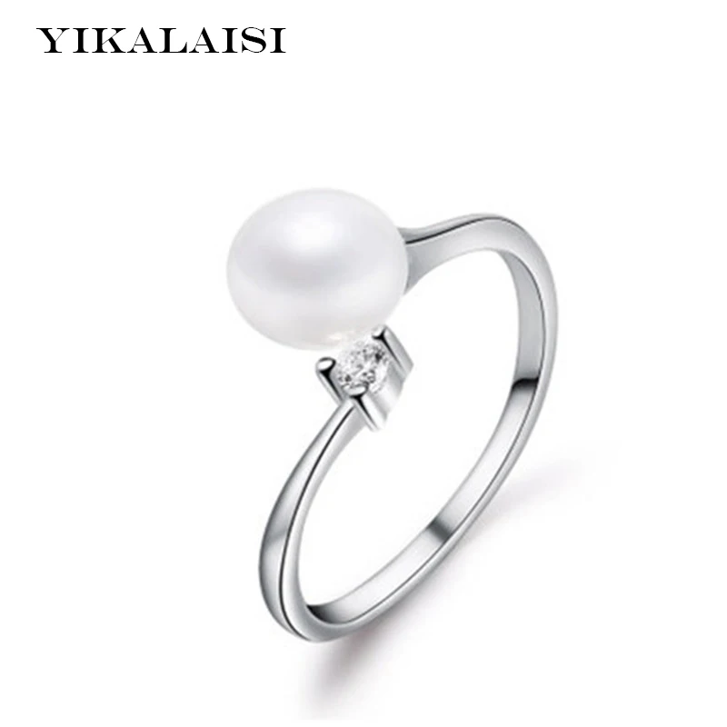 

YIKALAISI 2017 Fashion Pearl Ring Jewelry Water Drop Ring Freshwater Pearl Wedding Rings 925 Sterling Silver jewelry For Women