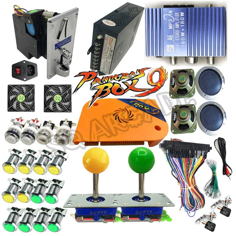Pandora Box 9 1500 games DIY Arcade Bundles Kits Parts With Power Supply Jamma Harness Joystick led Push Button Coin Selector Pandora Box 9 1500 games DIY Arcade Bundles Kits Parts With Power Supply Jamma Harness Joystick led Push Button Coin Selector