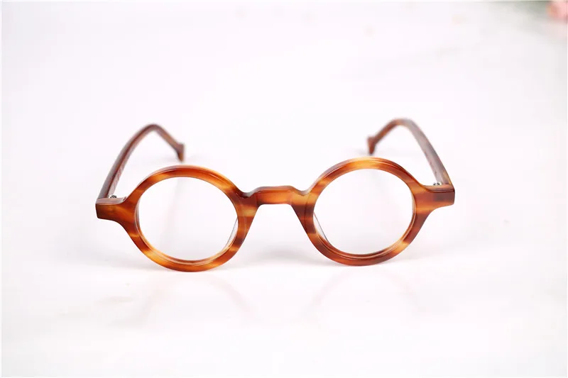 Small Vintage Round 37mm Hand Made Glasses Full Rim Eyeglass Frames Men Women Myopia Rx able