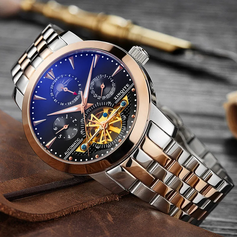 

Quality 2019 New Large Dial Multi-function Luminous Tourbillon Automatic Mechanical Watch Male Waterproof Relogio Masculino