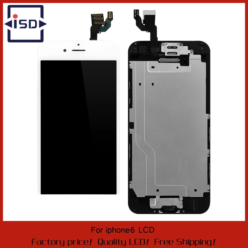 

White/Black for iphone 6 display lcd  touch screen digitizer full replace + frame + camera & home button+ sensor flex cable