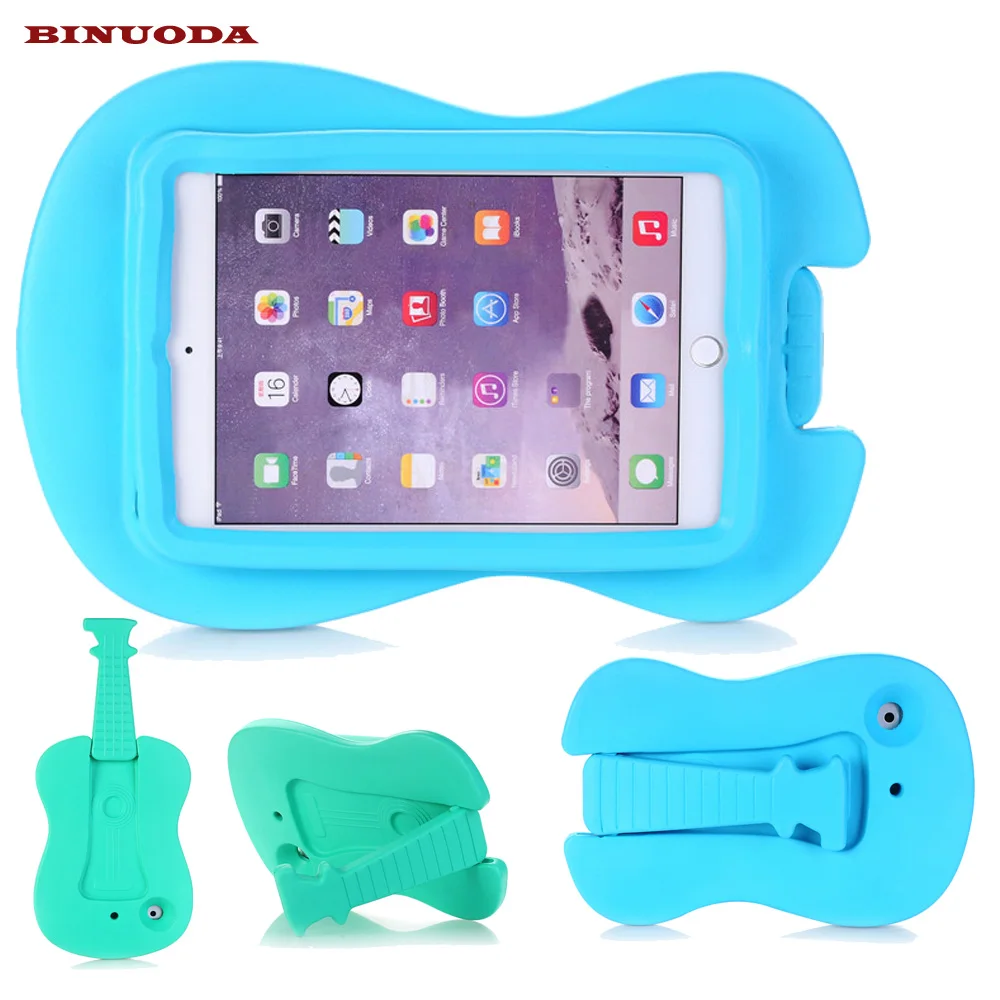 

New Guitar Shockproof Kids Case for iPad Mini 4 Non-toxic EVA Foam Rubber Tabelt Stand Skin Cover for iPad Mini4 3 2 1Coque Capa
