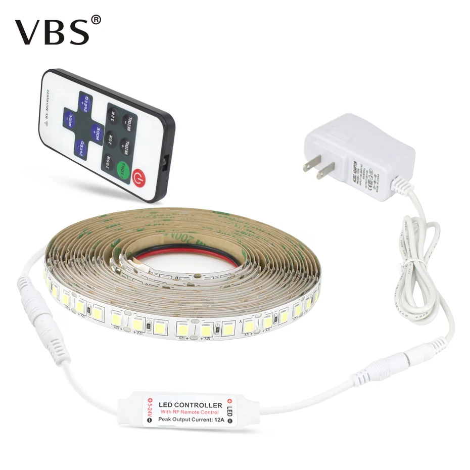 

Flexible LED Strip 5M Dimmable Strip Lights with RF Remoter LED Light Diode Tape For Home Wardrobe Light 2A Power Supply