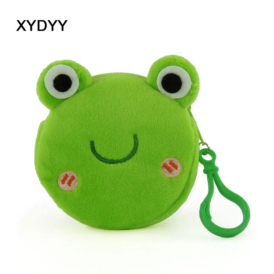 XYDYY Kawaii Frog Dog Cat Prints Women Plush Coin Purse Portable Zipper