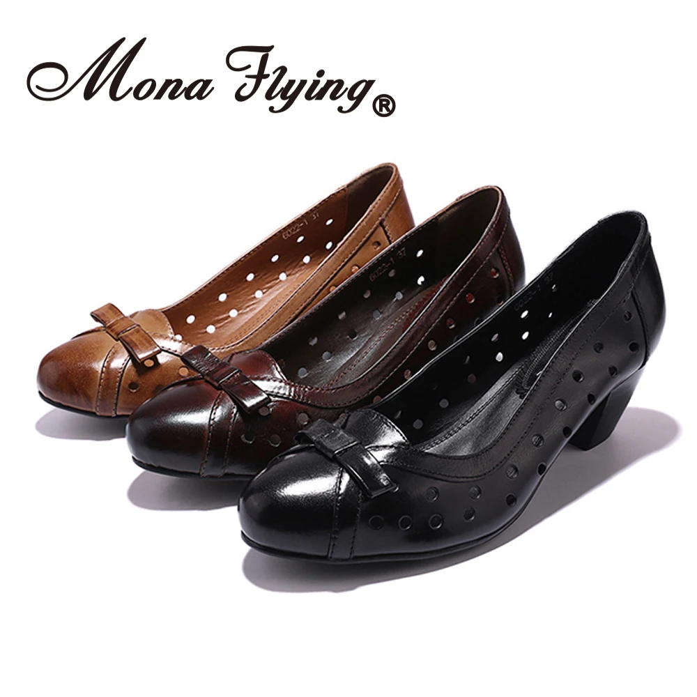 Mona/женские кожаные туфли ручной работы, удобная элегантная обувь для офиса, без шнуровки, с закругленным носком, на среднем каблуке, женская обувь, 6022-1