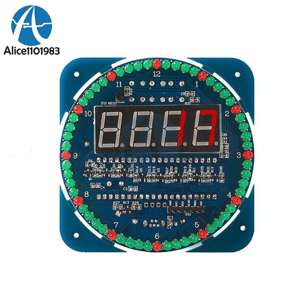 

Assembled DS1302 Rotating LED Electronic Digital Clock Kit 51 SCM Learning Board 3V 5V Diy Electronic PCB Board