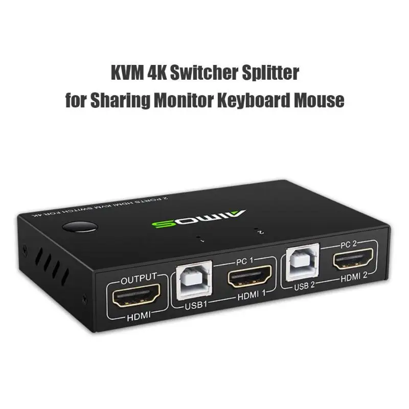 2 порта HDMI USB KVM 4K коммутатор разветвитель для обмена монитором клавиатура мышь Адаптивная декорация EDID/HDCP