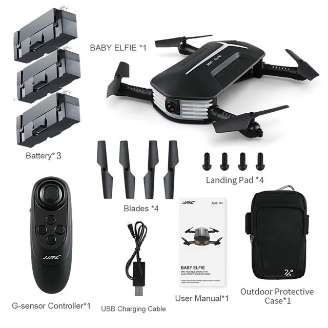 3 Battery Version JJRC H37 Mini Baby Elfie 720P Складная рукоятка wifi FPV удерживающий высоту RC Квадрокоптер для селфи, Дрон RTF VS H47 E52 E57 - Цвет: 3 Battery Version