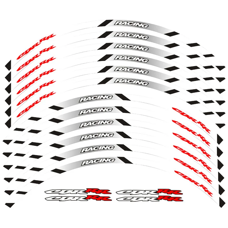 Новая высококачественная наклейка для колес мотоцикла, 12 шт., светоотражающий обод в полоску для Honda CBR250RR CBR600RR CBR1000RR CBR300RR CBRRR - Цвет: 5