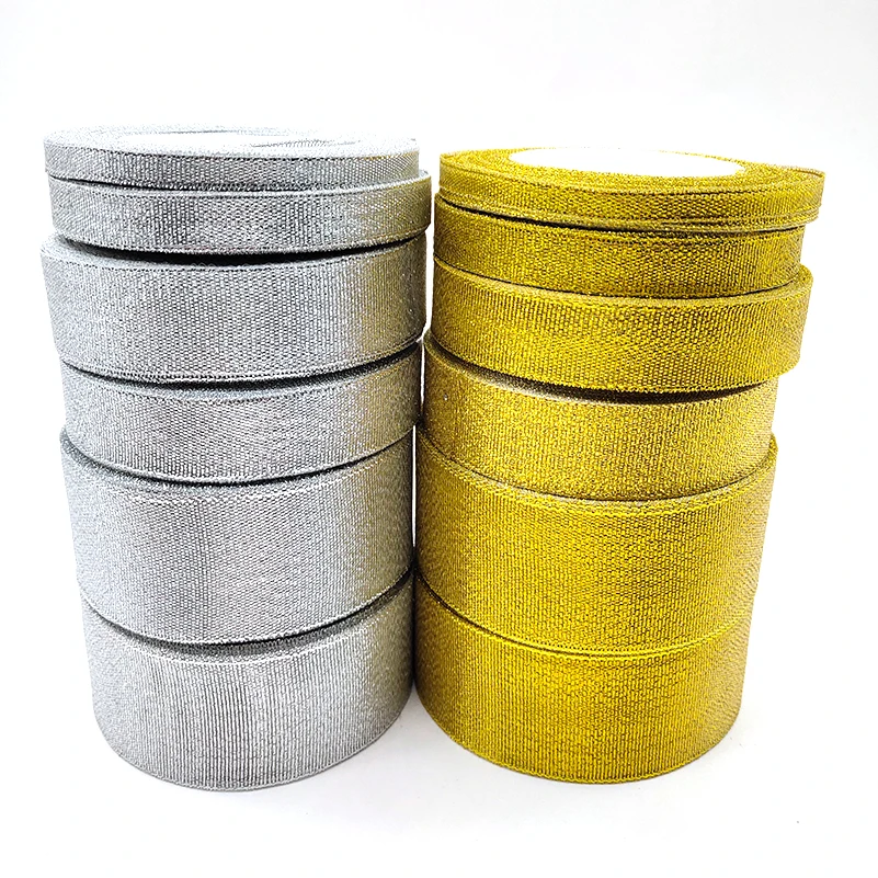 

25 yards/Pack Gold Satin Ribbon Wholesale Gift Packing Christmas Decoration Ribbons Roll abric Lace Ribbon Wrapping Belt DIY